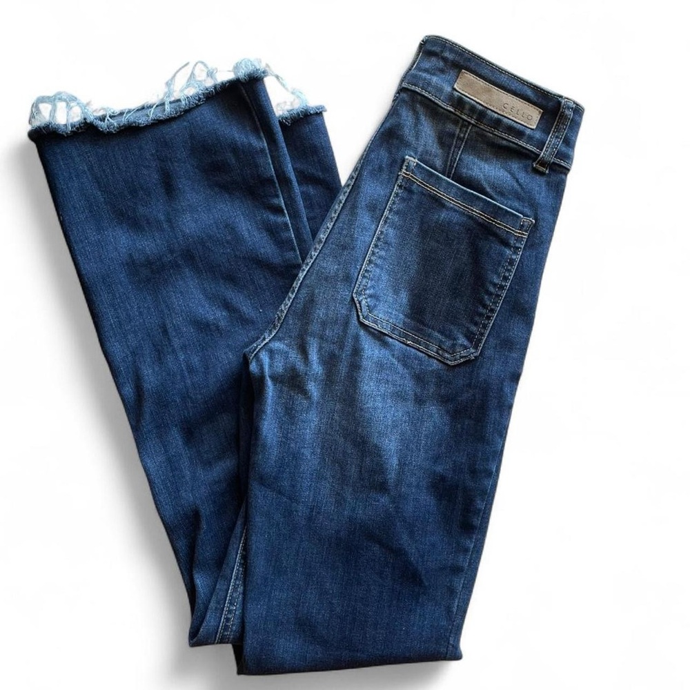 Cello Dark Blue bootcut Jean with raw hem